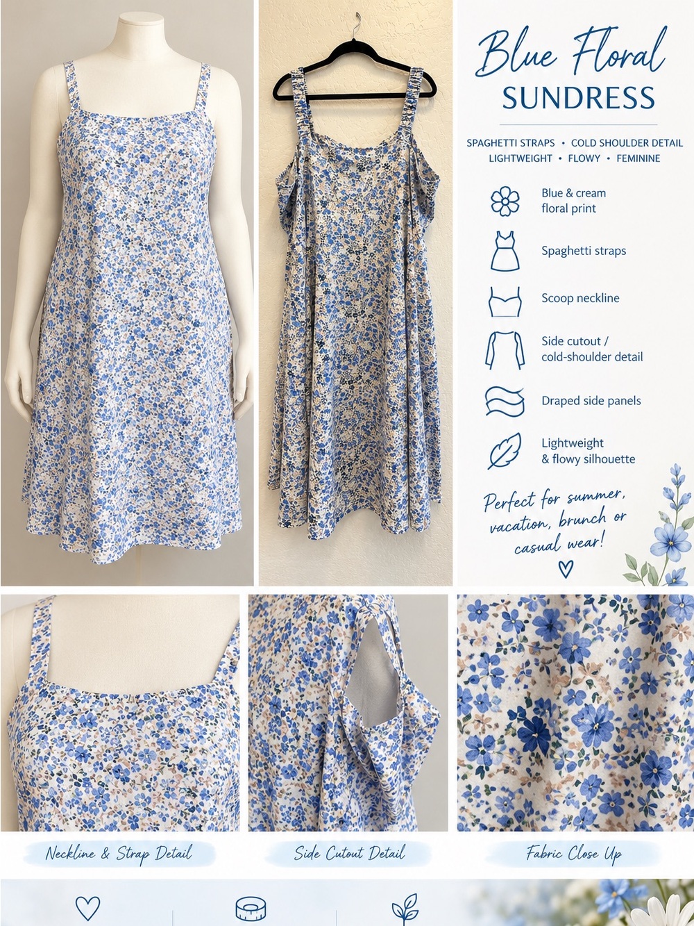 SO Floral Print Sundress – 3X Lightweight Stretchy Fit